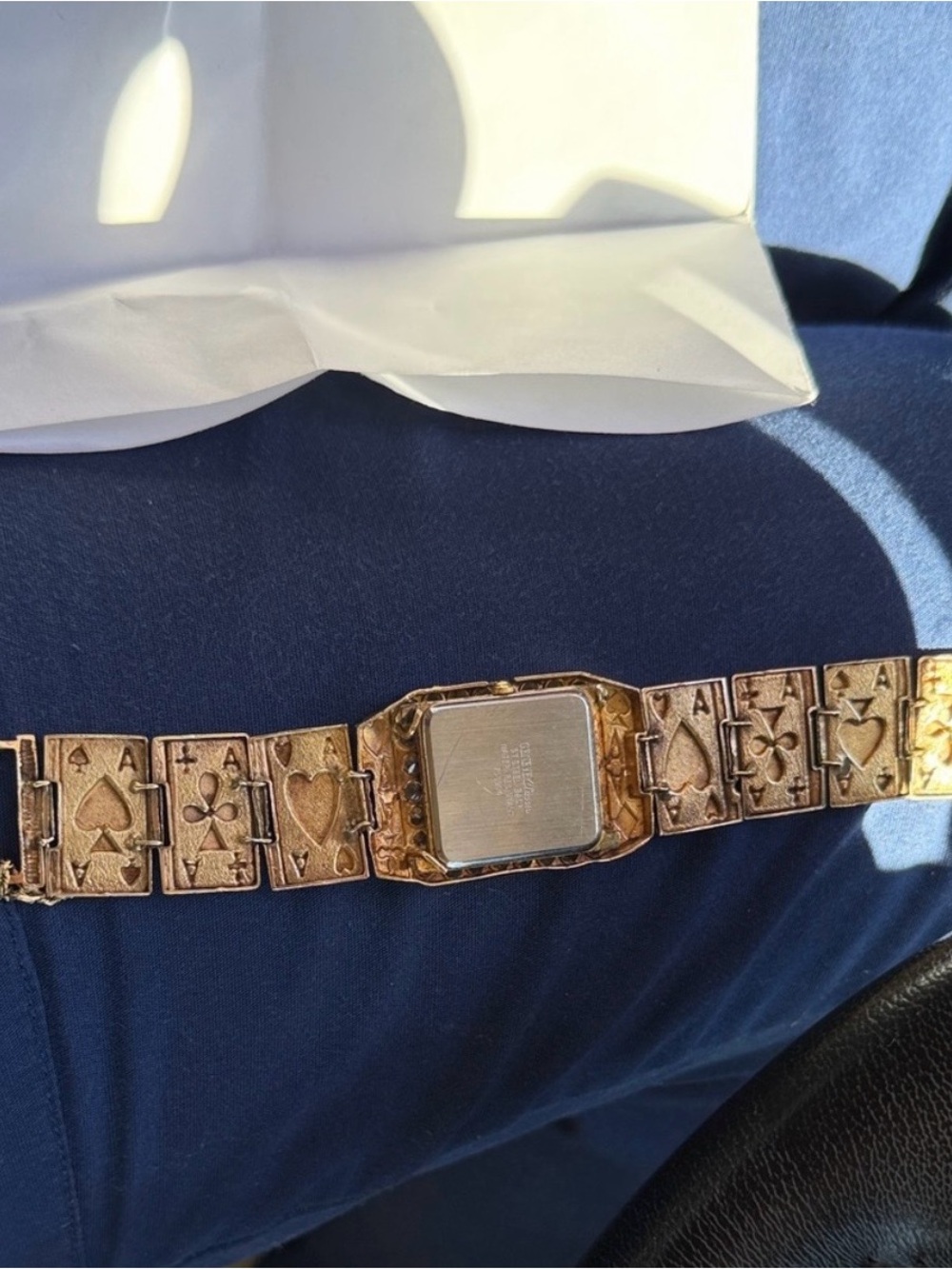 Classic Gold Playing Card Link Bracelet Watch